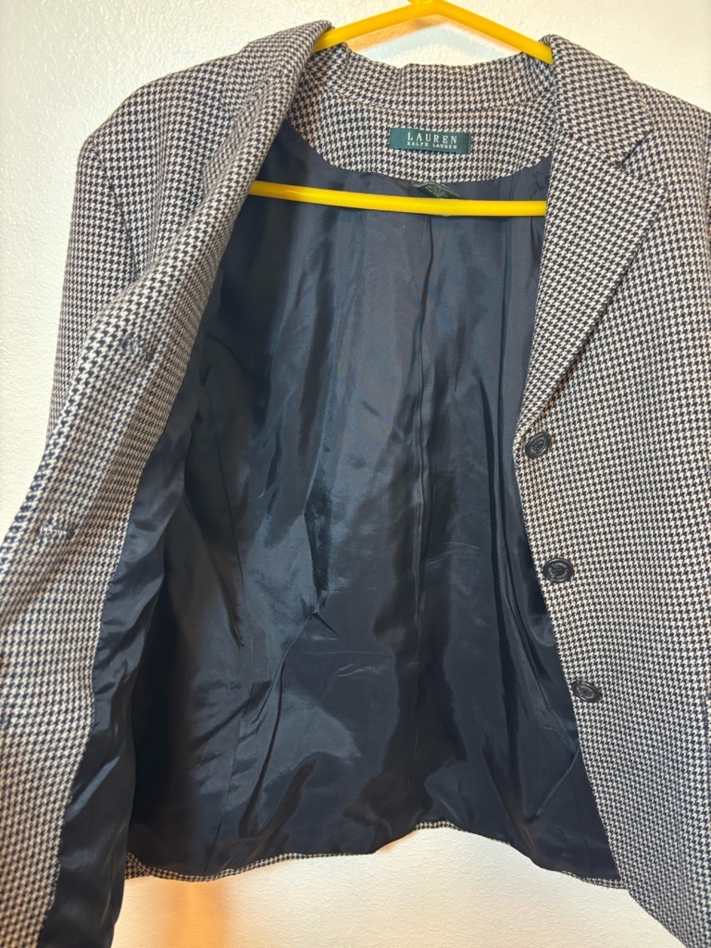 Lauren Ralph Lauren Black & White Houndstooth vintage y2k wool Blazer - Picture 8 of 8